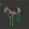 Detailed White Horse With Red Saddle Bridle And Decorative Saddle Pad Model