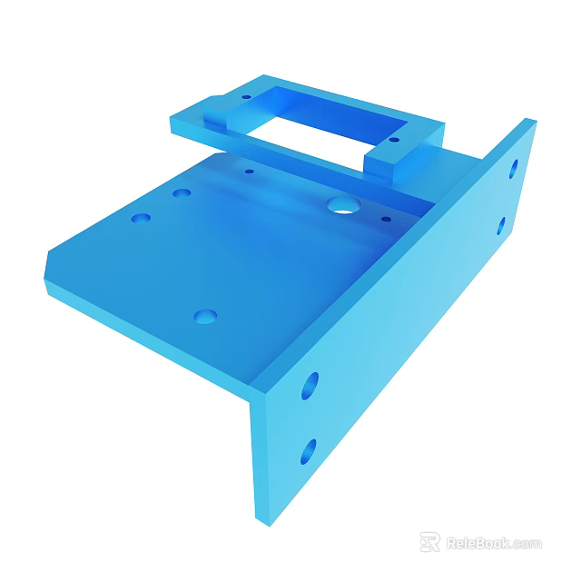 Blue Mechanical Metal Component With Holes And Square Groove Structure 3d model