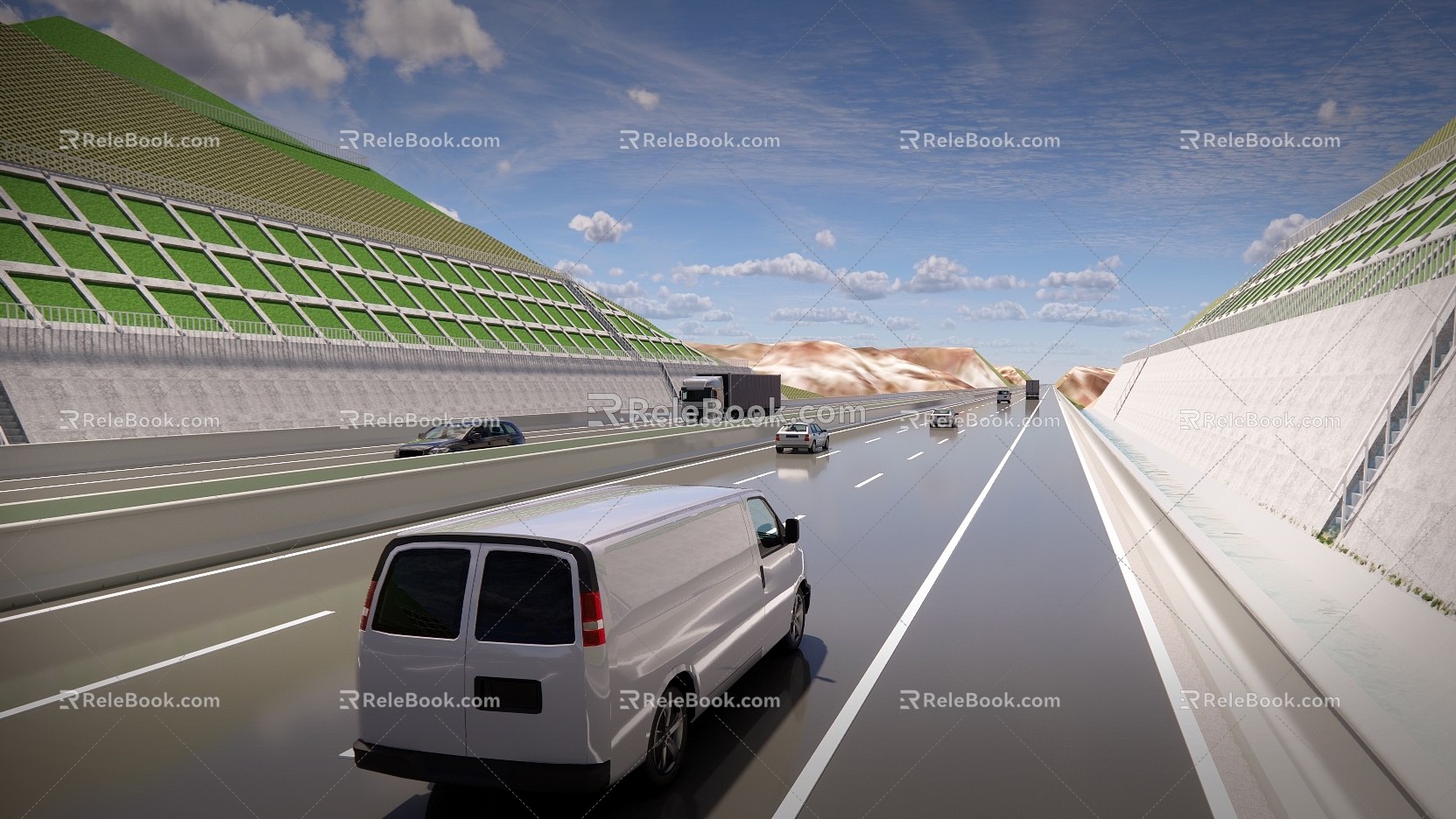 Big Scene of T-beam Bridge of Rigid Frame Bridge of Mountain Highway 3d model