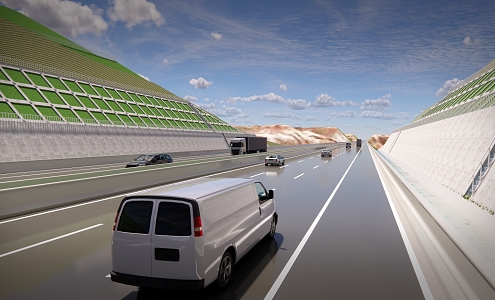 Big Scene of T-beam Bridge of Rigid Frame Bridge of Mountain Highway 3d model