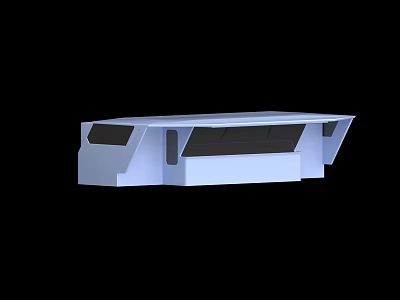 Modern Light Blue Structure With Rectangular Windows And Angular Design Elements 3d model