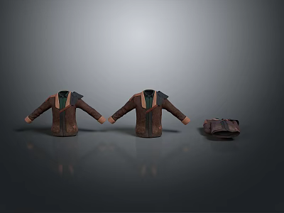Two Brown Leather Jackets With Green Lining And Shoulder Details Plus Small Bag 3d model