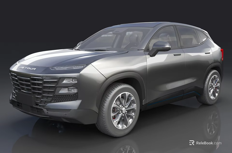 Gray Modern SUV With Sleek Design Front Grille And Alloy Wheels 3d model 