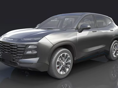Gray Modern SUV With Sleek Design Front Grille And Alloy Wheels 3d model
