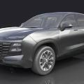 Gray Modern SUV With Sleek Design Front Grille And Alloy Wheels