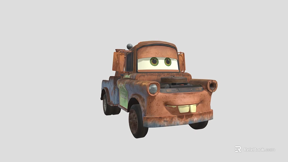 Animated Rustic Brown Truck Character With Big Eyes And Friendly Smile 3d model 