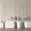Bathroom Cleaning Tools and Fixtures with Mop Toilet Brush Toilet and Faucet