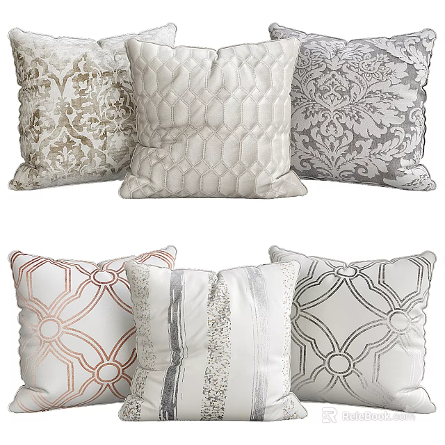 Decorative Throw Pillows With Various Elegant Patterns And Soft Textures For Home Decor 3d model