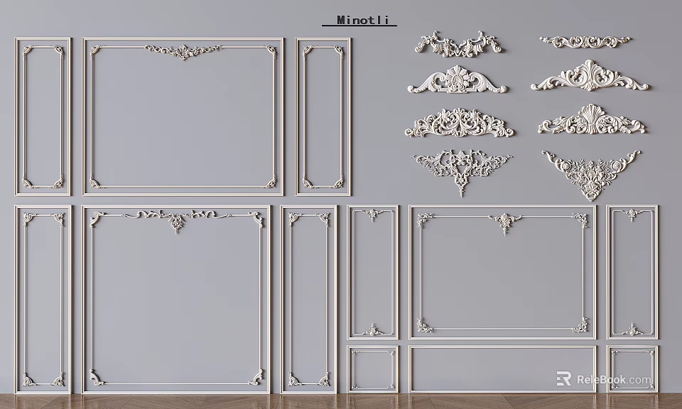 Gypsum Molding Various Decorative Ornate Patterns and Designs for Interior Wall Decoration 3d model 