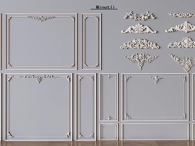 Gypsum Molding Various Decorative Ornate Patterns and Designs for Interior Wall Decoration 3d model
