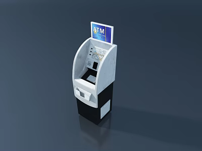 Public ATM Facility With Modern Touchscreen Display And Banking Services 3d model