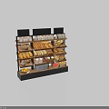 Wooden Multi-layer Retail Display Shelves with Bread Fruits and Bottled Items