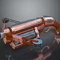 Steampunk Style Unique Weapon With Copper Body Wooden Handle And Intricate Mechanical Details