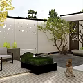 Modern Garden Landscape Design With Decorative Walls Green Plants And Seating Area