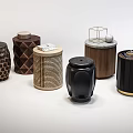 Modern Round Stool Coffee Table Combination 3d model