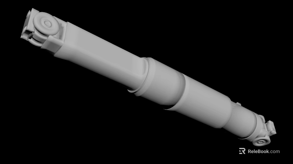 Detailed View Of White Cylindrical Mechanical Part Structure On Black Background 3d model 