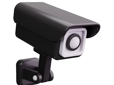 Outdoor Security Surveillance Camera With Black Housing And Mounted Bracket 3d model
