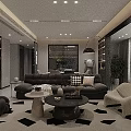 Modern Living And Dining Room Interior With Sofa Dining Table Floor Lamp And Fireplace
