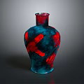 Decorative Blue Red Vase With Cross Patterns As Household Decorative Item