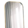 Modern Gold Framed Mirror In Bright Interior With Sheer Curtains And Natural Light