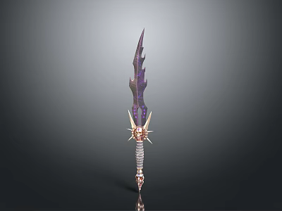 Fantasy Sword With Unique Purple Blade And Intricate Golden Hilt Decorations 3d model