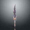 Fantasy Sword With Unique Purple Blade And Intricate Golden Hilt Decorations