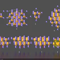 Assorted Molecular Structure Decorative Ornament Set With Purple And Yellow Geometric Models
