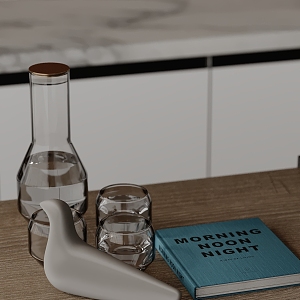 Modern ornaments combination water cup tableware kitchen utensils books 3d model