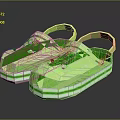 Stylish Green Clogs With Decorative Studs And Striped Soles For Casual Wear