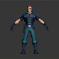 Cartoon Style 3D Male Character In Blue Uniform Standing With Red Hair And Goggles
