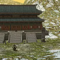 Ancient Chinese Architecture Featuring Traditional Roof Stone Stairs And Rocky Mountain Surroundings