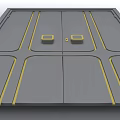 Modern Double Door Wardrobe Design With Yellow Lines And Square Accents