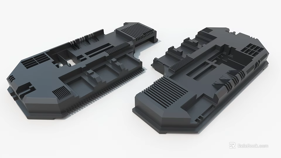 Industrial Equipment Mechanical Components With Black Structural Parts And Heat Sinks 3d model 