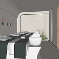Modern Beauty Hair Salon Interior With Treatment Tables Green Towels Circular Decor Soft Lighting