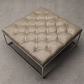 Modern Beige Coffee Table With Tufted Diamond Pattern and Metal Frame for Living Room