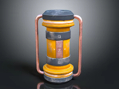 Smart Machine Featuring Yellow Gray Cylindrical Layered Structure Copper Handles Front Panel And Top Cover 3d model