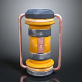 Smart Machine Featuring Yellow Gray Cylindrical Layered Structure Copper Handles Front Panel And Top Cover 3d model