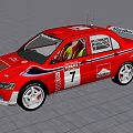 Red Nissan Race Car With Number 7 Michelin Decals Rear Spoiler And Racing Seats