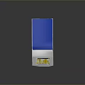 Modern White and Blue Device with Blue Top Cover Display Screen Yellow Green Interface