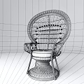 Rattan Leisure Chair with Intricate Woven Pattern and Green Cushion for Comfortable Seating