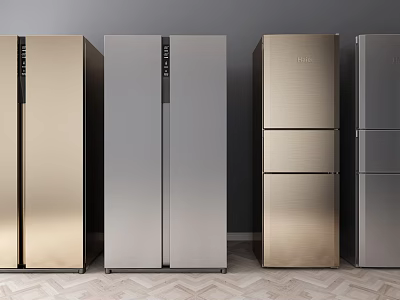 Modern Home Refrigerators and Freezers with Sleek Designs and Assorted Colors 3d model