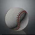 Textured White Baseball With Red Stitching On Smooth Dark Surface