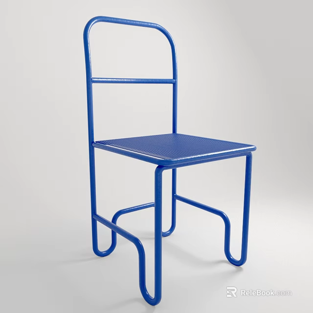Modern Blue Chair With Metal Frame And Minimalist Design For Home Decor 3d model 