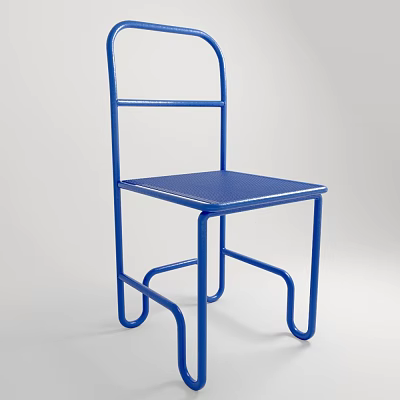 Modern Blue Chair With Metal Frame And Minimalist Design For Home Decor 3d model