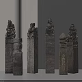 Elegant Carved Traditional Pillars With Ornamental Design For Home Interior Decor