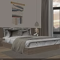 Cozy Bedroom Interior With Macramé Wall Hanging Wooden Bed Frame White Gray Pillows And Rug