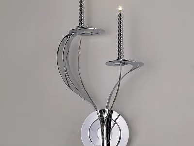 Sleek Modern Silver Metal Wall Lamp Featuring Curved Design And Artistic Finish 3d model