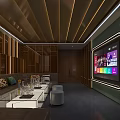 Modern KTV Interior Design With Large Screen Comfortable Sofa Seating And Ambient Lighting 3d model