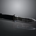 Detailed Sculpture Carving On Artisan Metal Knife With Intricate Blade And Black Handle