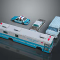 Hyvo Police Emergency Vehicle Models Including Police Car Ambulance And Small Car In Blue White Colors